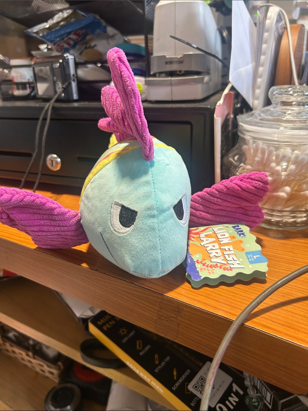 Bark Aqua & Hot Pink Plush Fish Toy
